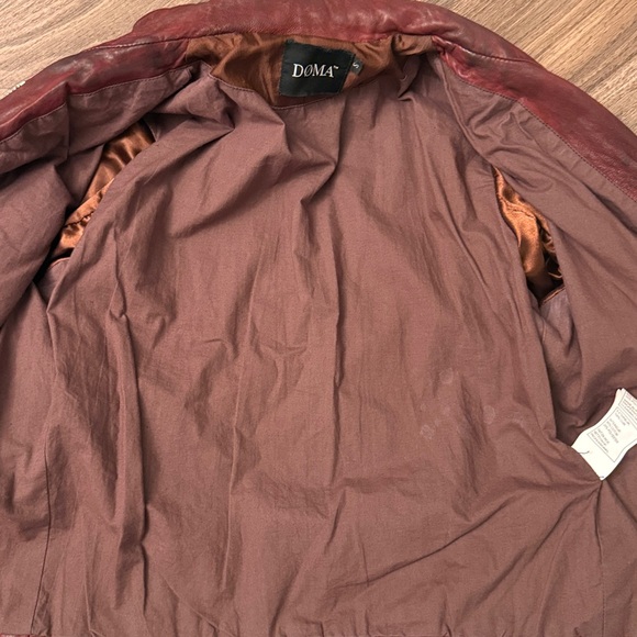Doma Burgundy Leather motorcycle jacket, silver zippers - Picture 10 of 10